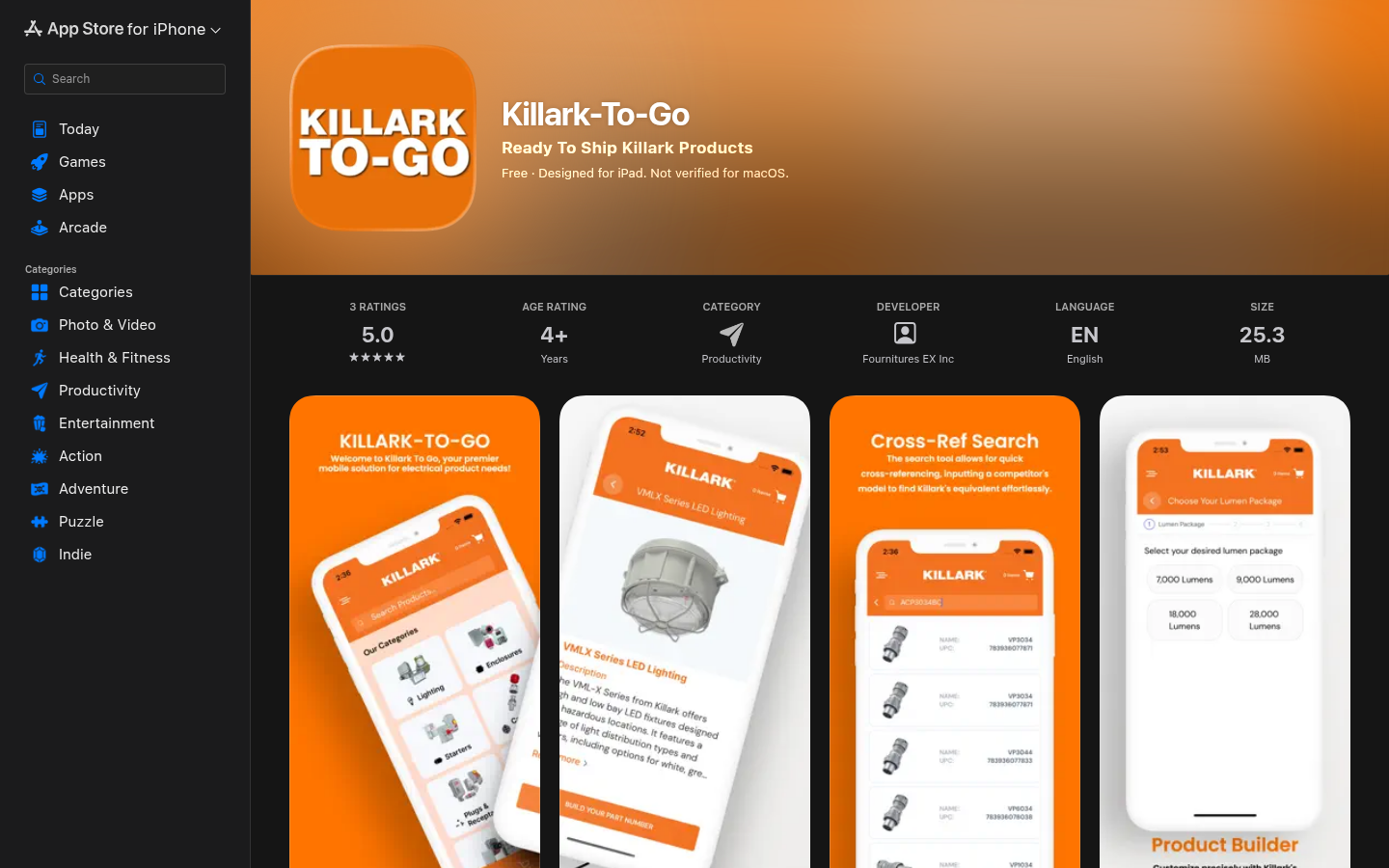 Killark To Go App Store screens
